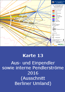 Aus- und Einpendler sowie interne Pendlerströme 2016 (Ausschnitt Berliner Umland)