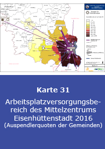 Arbeitsplatzversorgungsbereich des Mittelzentrums Eisenhüttenstadt 2016 (Auspendlerquoten der Gemeinden)